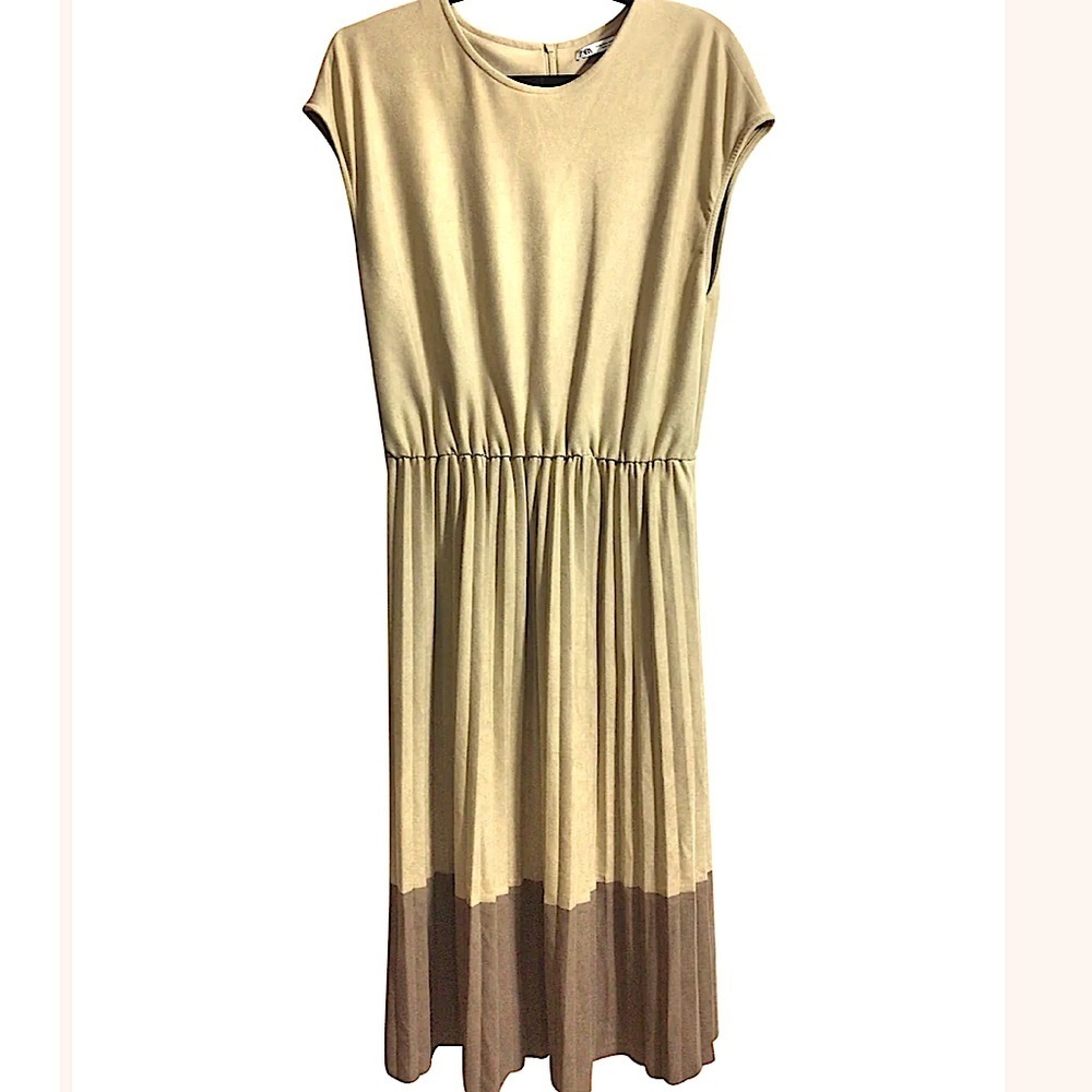 ZARA Accordion Pleated Dress Ombré Effect